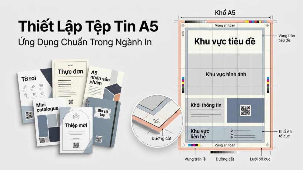 Bí quyết thiết lập tệp tin đồ họa và ứng dụng kích thước tờ a5 trong ngành in