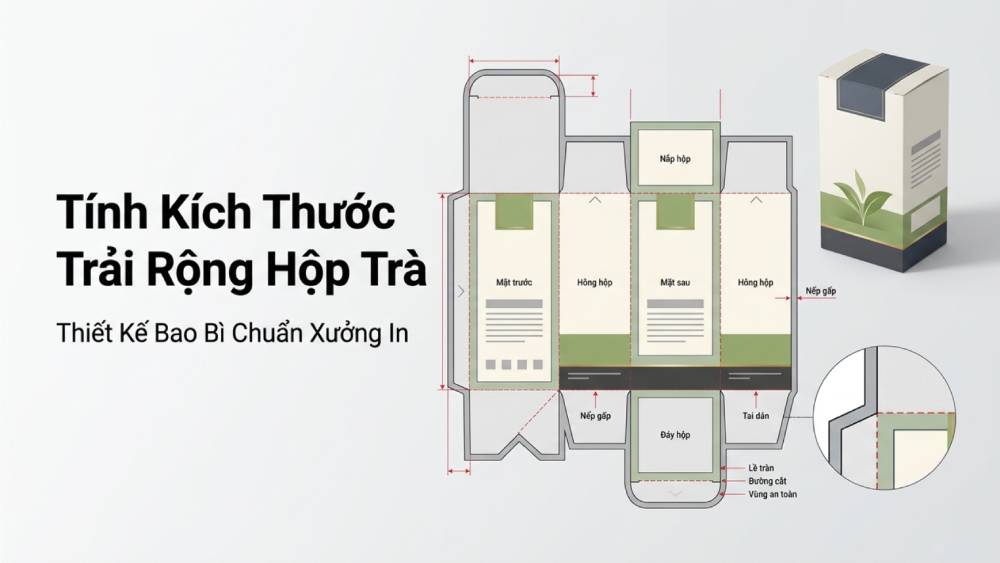 Bí Quyết Tính Toán Kích Thước Trải Rộng Và Quy Trình Thiết Kế Bao Bì Trà Chuẩn Xưởng In