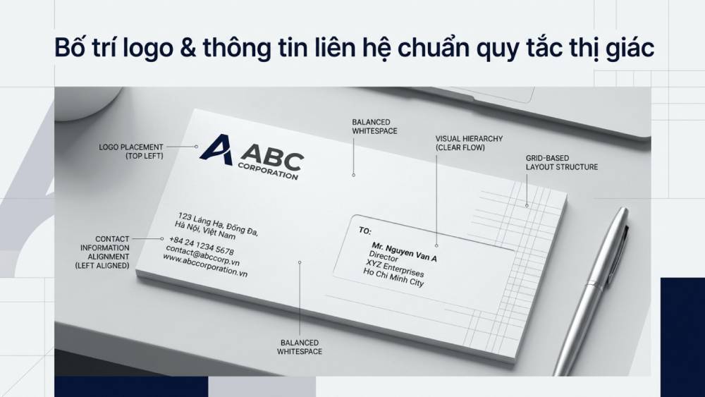Bố Trí Logo Và Thông Tin Liên Hệ Chuẩn Quy Tắc Thị Giác
