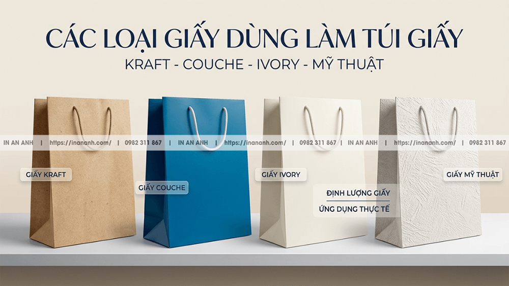 Các Loại Giấy Làm Túi Giấy: Kraft, Couche, Ivory, Mỹ Thuật, Định Lượng