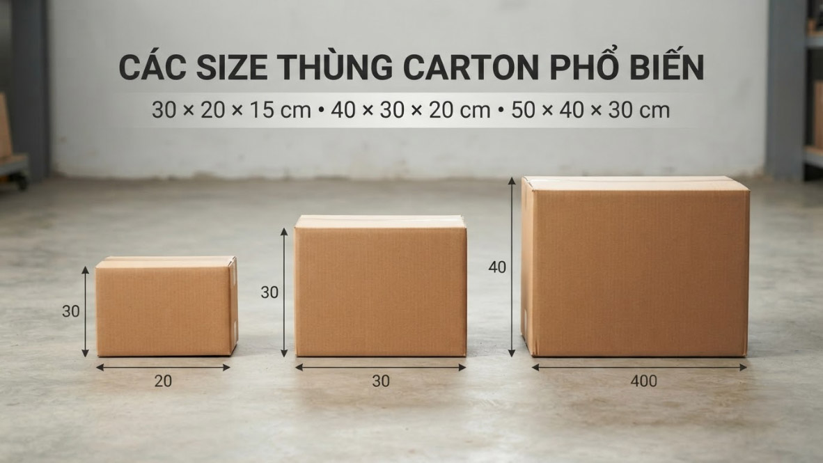 Các Size Thùng Carton Phổ Biến