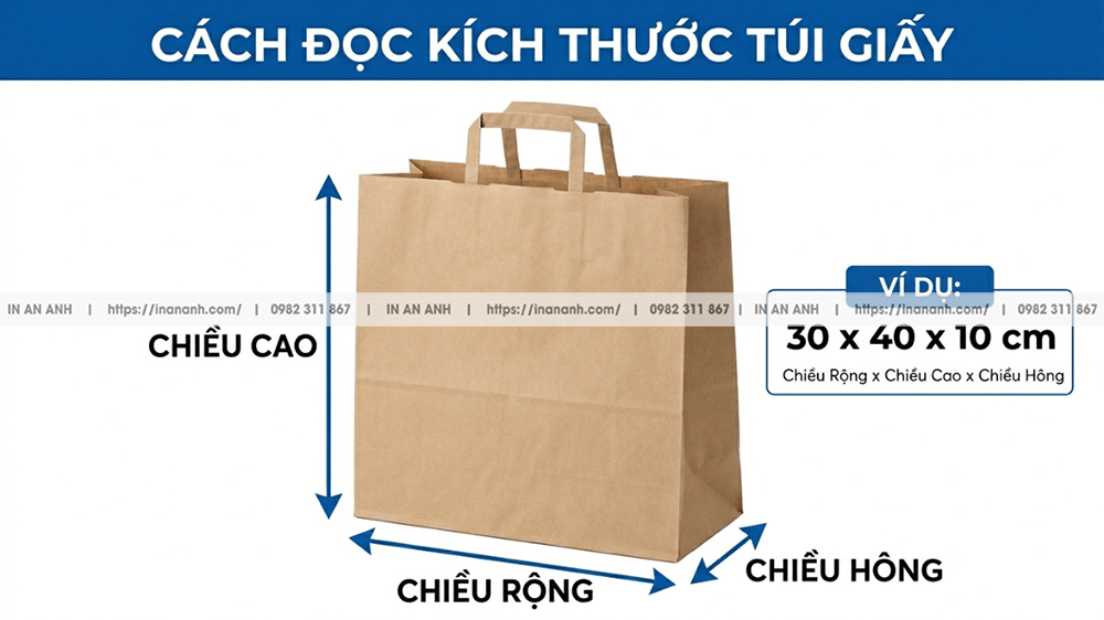 Cách Đọc Kích Thước Túi Giấy (Ngang X Cao X Hông)