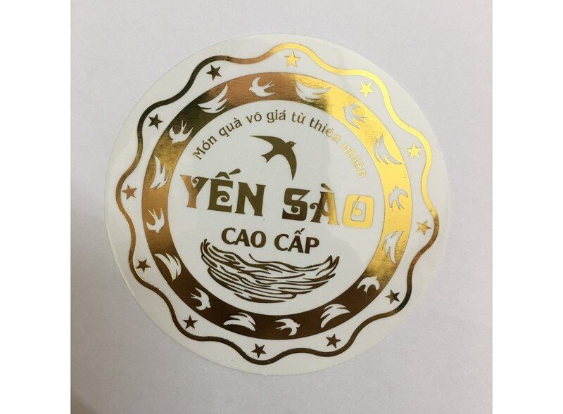 Tem nhãn decal nhựa trong suốt được thiết kế riêng cho thương hiệu Yến sào.