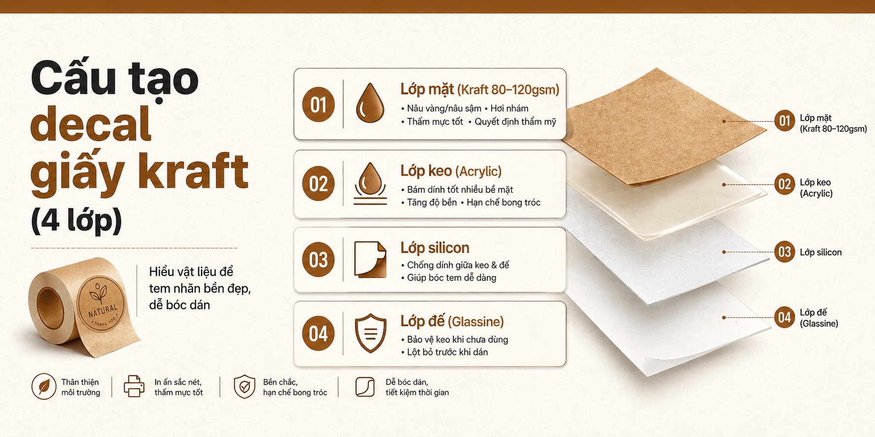 cấu tạo chất liệu decal kraft
