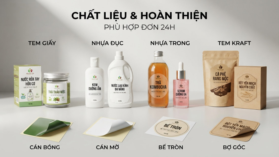Chất liệu và tùy chọn hoàn thiện phù hợp cho nhóm sản phẩm này
