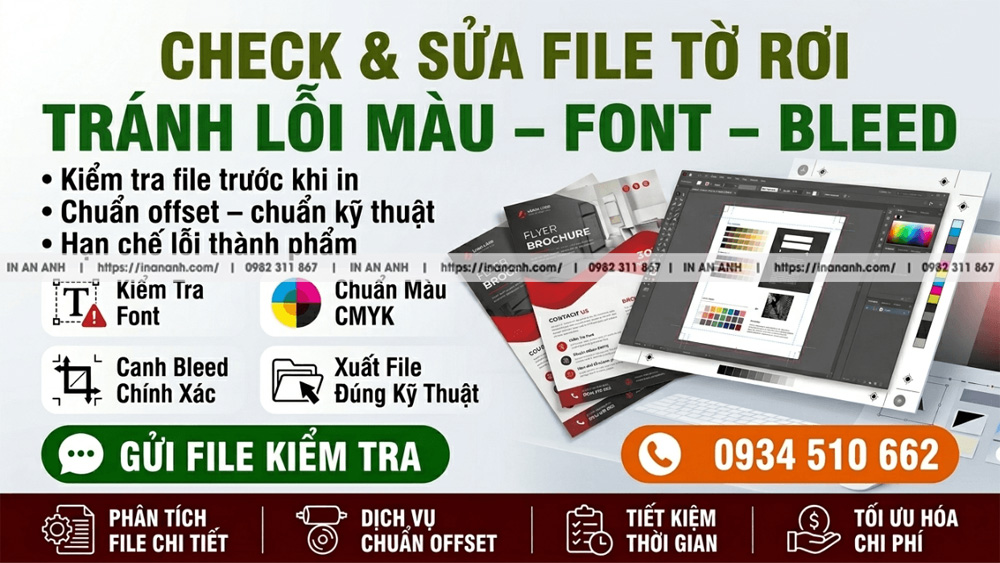 Check & Sửa File Tờ Rơi Trước Khi In - Tránh Lỗi Màu, Font, Bleed
