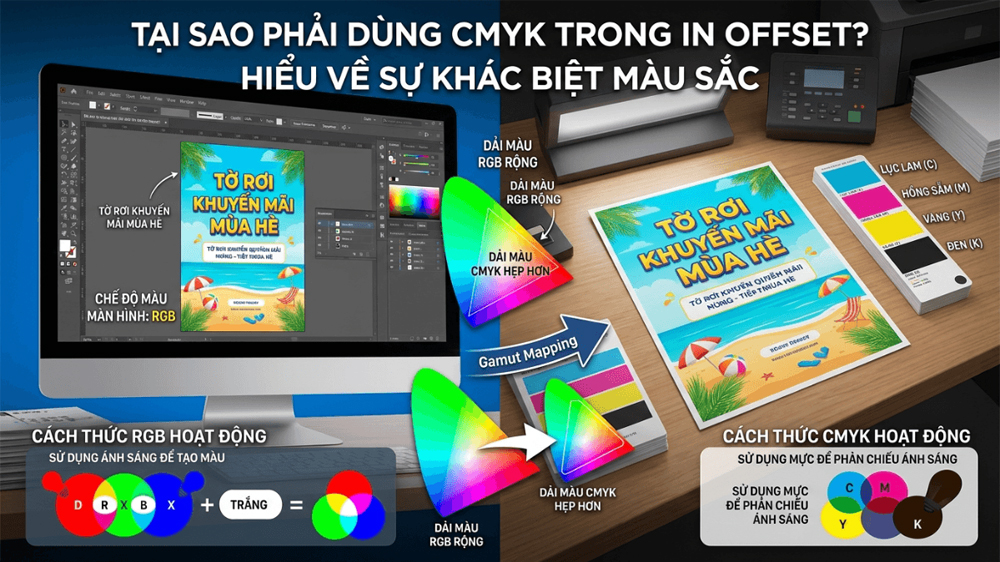 CMYK Là Gì? Vì Sao In Offset Bắt Buộc Dùng CMYK Thay RGB?