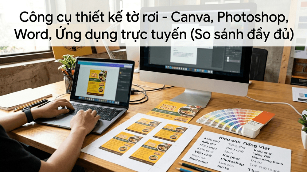 Công Cụ Thiết Kế Tờ Rơi - Canva, Photoshop, Word, App Online (So Sánh Đầy Đủ)