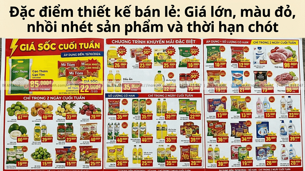 Đặc Trưng Thiết Kế Retail: Giá To, Màu Đỏ, Nhồi Nhét Sản Phẩm Và Deadline