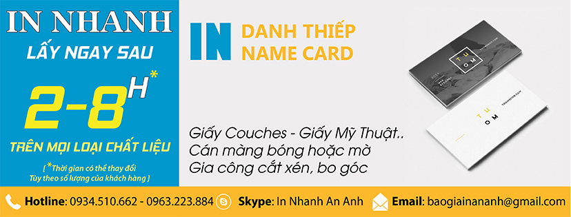 In danh thiếp, namecard lấy ngay sau 2 - 8h  tại In Ấn Anpic