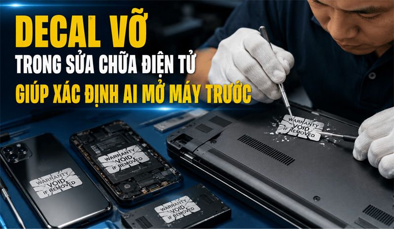 Decal Vỡ Trong Sửa Chữa Điện Tử Giúp Xác Định Ai Mở Máy Trước