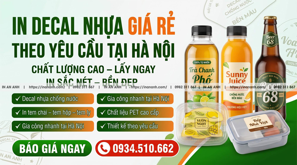 Dịch vụ in decal nhựa theo yêu cầu