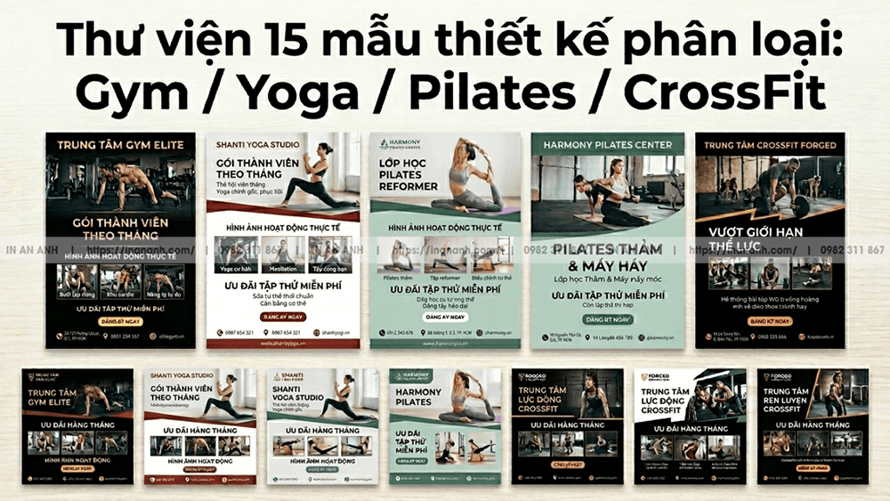 Gallery 15 Mẫu Phân Loại: Gym / Yoga / Pilates / CrossFit