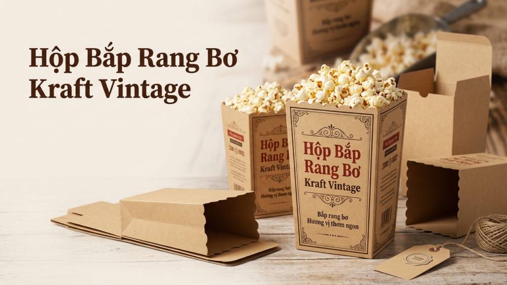 Hộp Bắp Rang Bơ Kraft Vintage