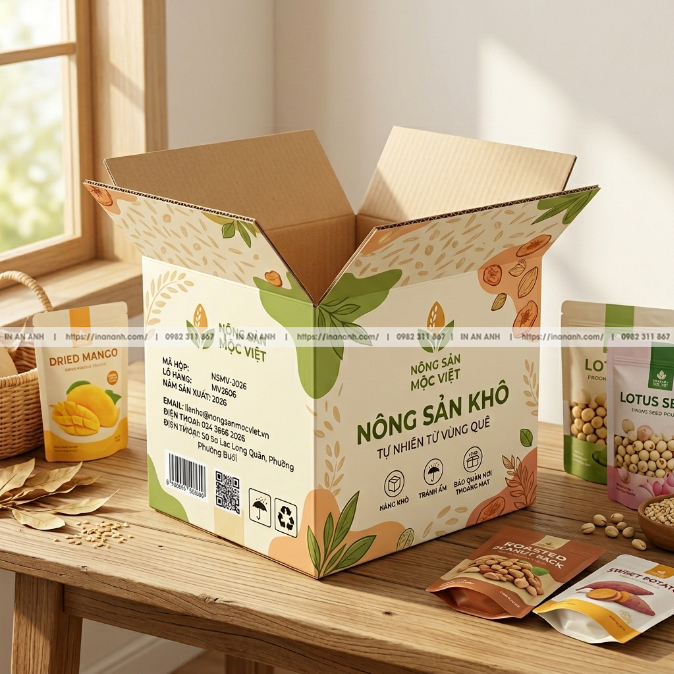 Hộp Carton Bế Lỗ Đựng Nông Sản