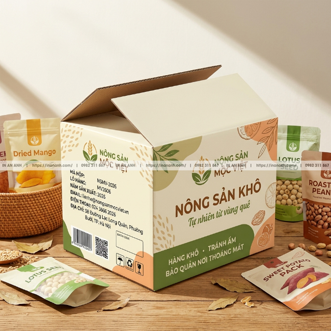 Hộp Carton Nắp Gập Đựng Nông Sản