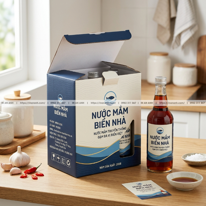 Hộp Carton Sóng Bồi Duplex Đựng Nước Mắm