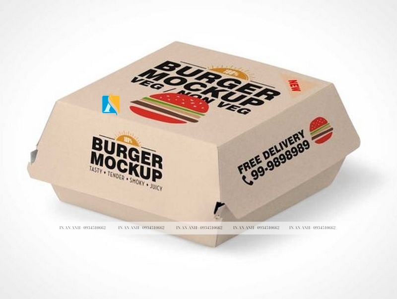Hộp đựng hamburger thiết kế đầy đủ thông tin