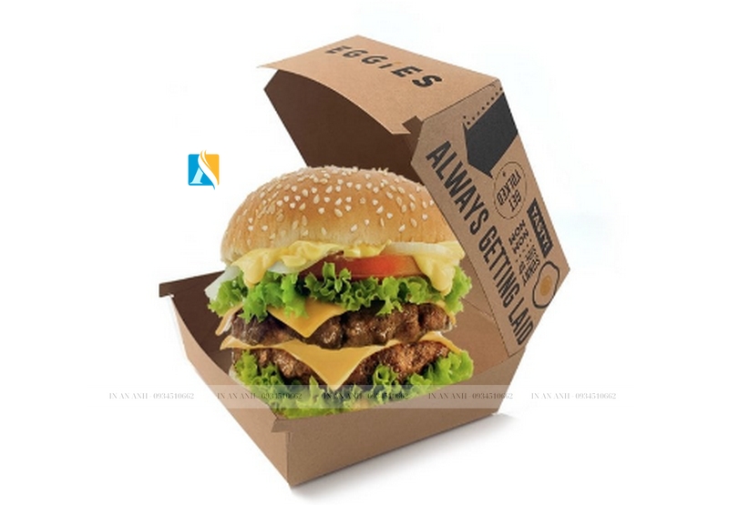 in hộp đựng hamburger