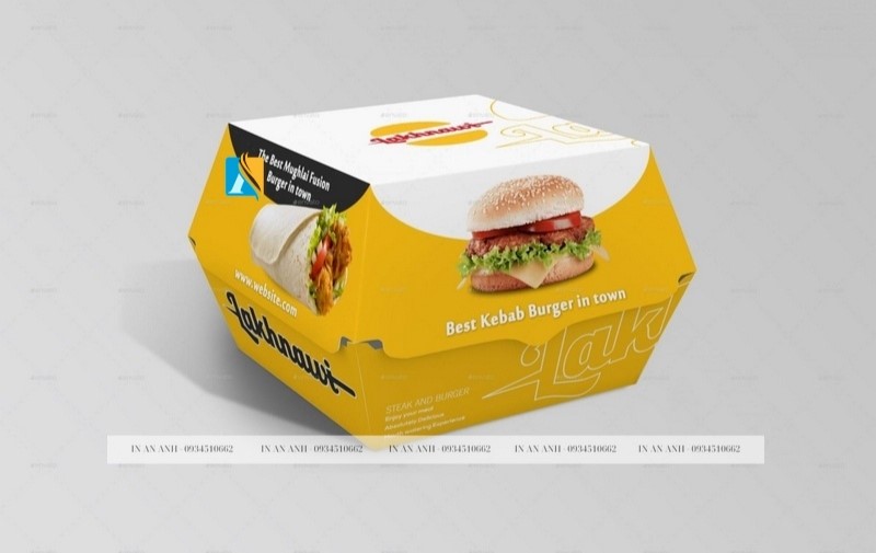 in hộp đựng hamburger
