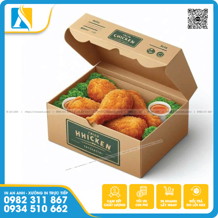 Hộp giấy đựng gà rán bằng chất liệu kraft
