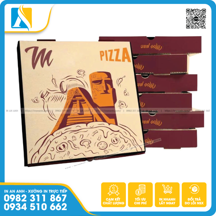 Hộp giấy đựng pizza bằng chất liệu kraft