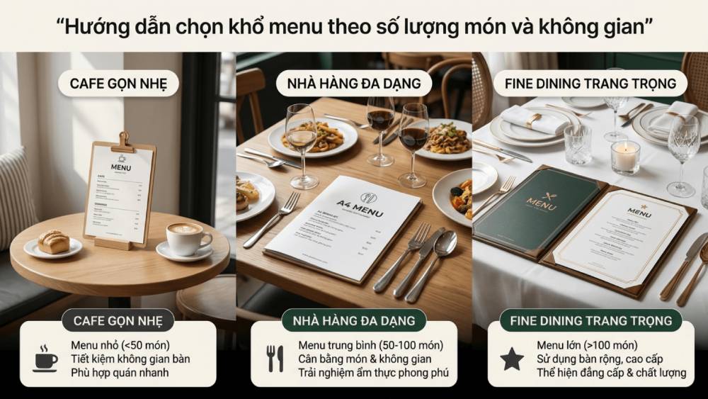 Hướng Dẫn Chọn Khổ Menu Theo Số Lượng Món Và Không Gian