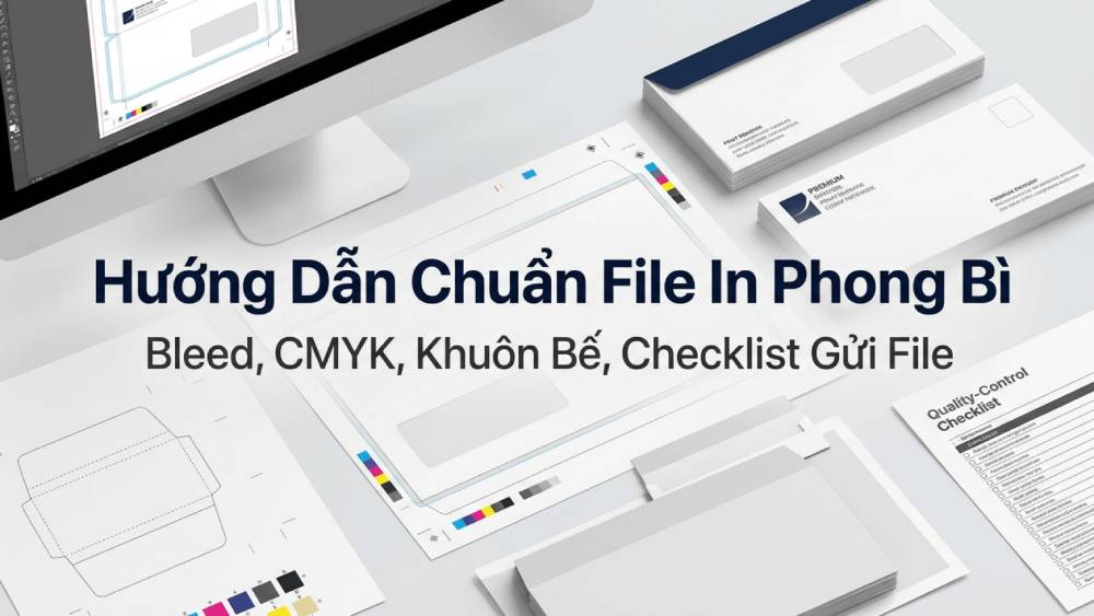 Hướng Dẫn Chuẩn File In Phong Bì: Bleed, CMYK, Khuôn Bế, Checklist Gửi File