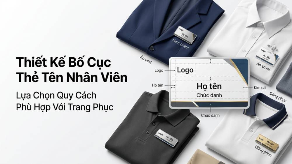 Hướng dẫn thiết kế bố cục và lựa chọn quy cách thẻ tên nhân viên tương thích với trang phục