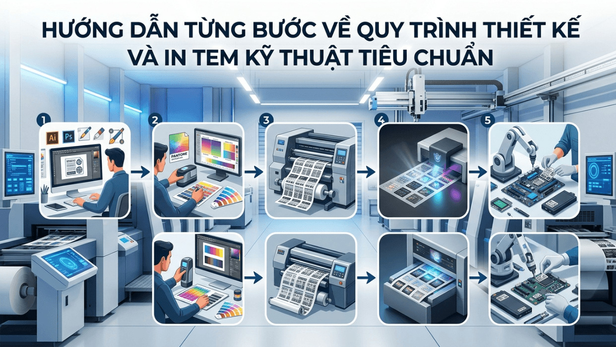 Hướng dẫn từng bước quy trình thiết kế và in ấn tem chuẩn kỹ thuật