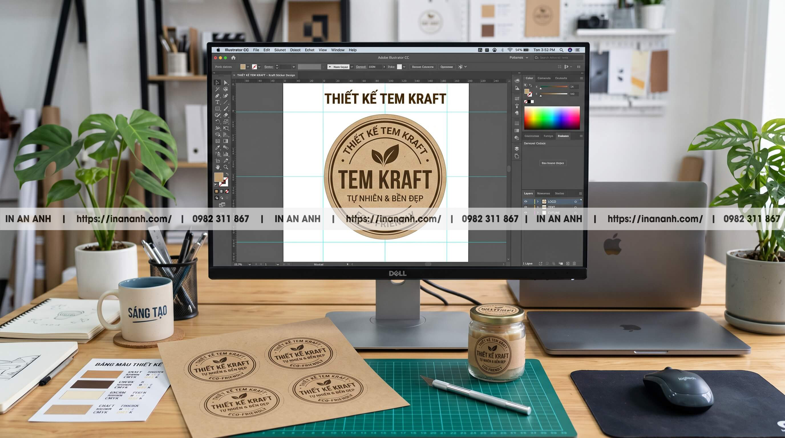 Hướng Dẫn Từng Bước Thiết Kế Sticker Kraft Chuẩn Kỹ Thuật Chế Bản