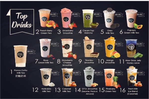 Tầm quan trọng của menu trà sữa
