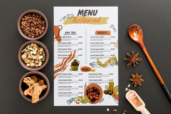 Mẫu thiết kế menu nhà hàng 1 tờ ấn tượng