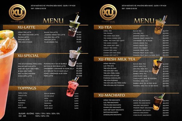 Mẫu thiết kế menu trà sữa bắt mắt