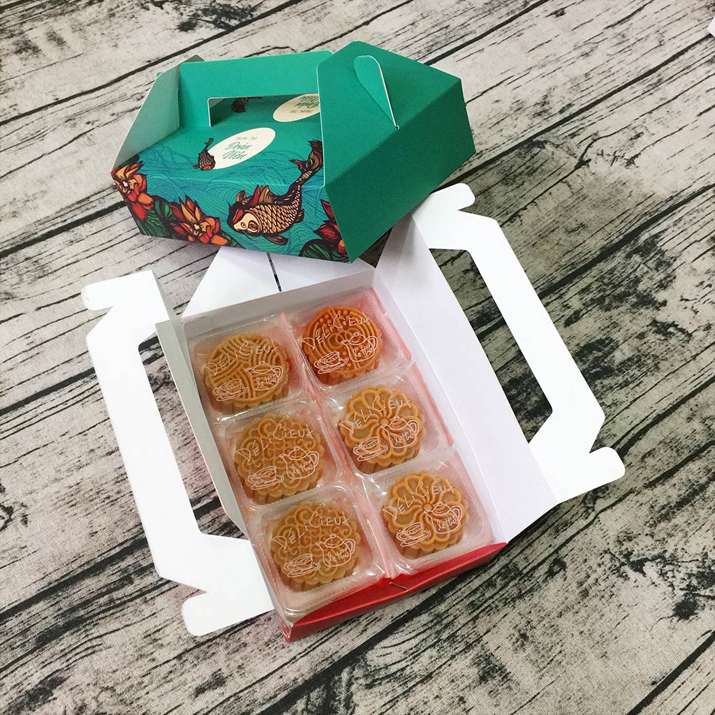 Mẫu hộp 6 bánh trung thu có tay cầm 