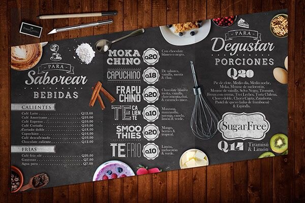 Mẫu thiết kế menu trà sữa cổ điển