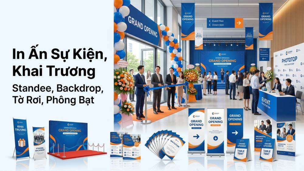 In Ấn Sự Kiện, Khai Trương - Standee, Backdrop, Tờ Rơi, Phông Bạt