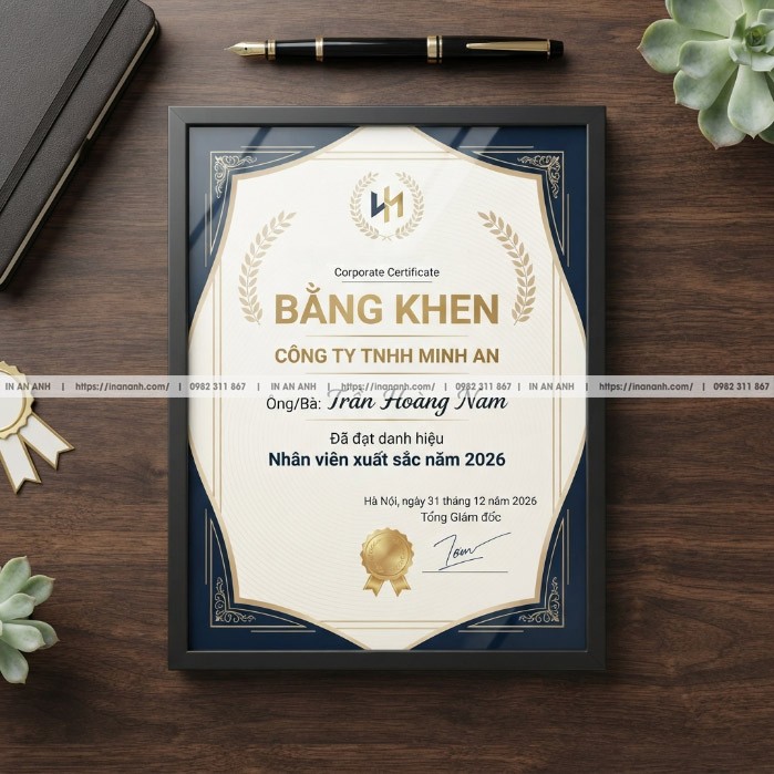 In Bằng Khen Sắc Nét Bền Đẹp