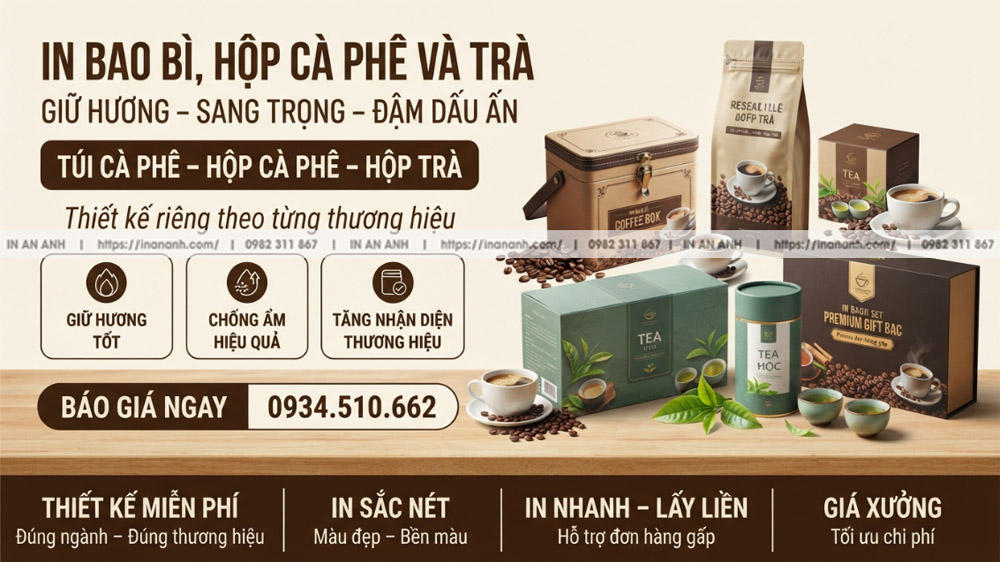 In Bao Bì, Hộp Cà Phê & Trà Theo Thương Hiệu