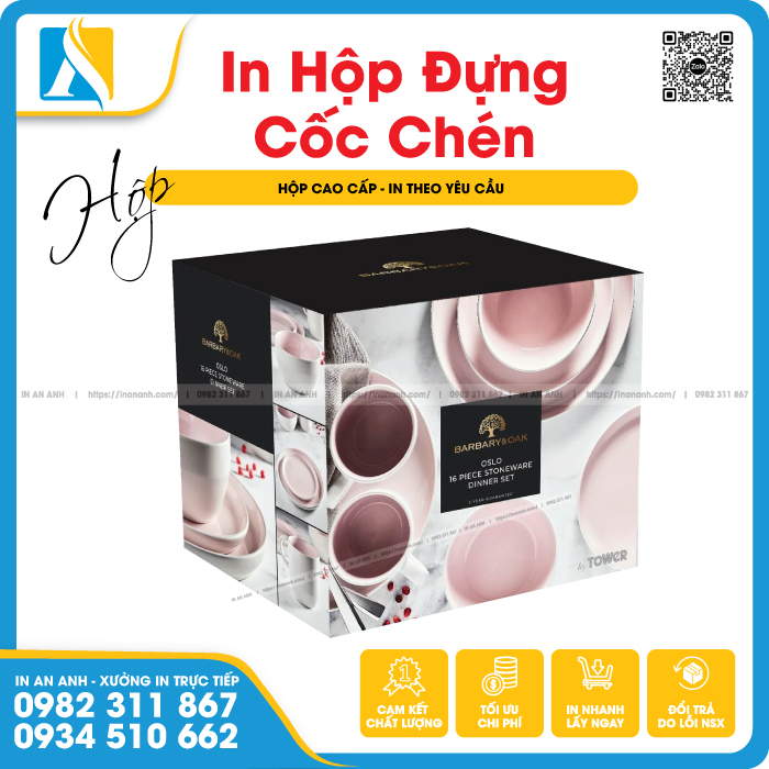 Mẫu in hộp đựng cốc chén chắc chắn, bảo vệ chén bát bên trong