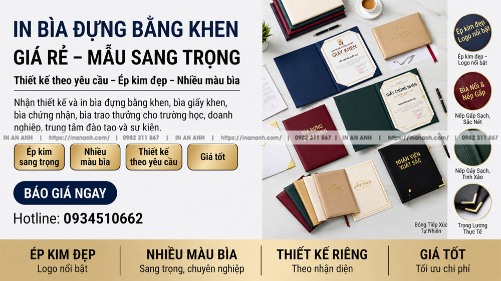 In Bìa Đựng Bằng Khen Logo Doanh Nghiệp
