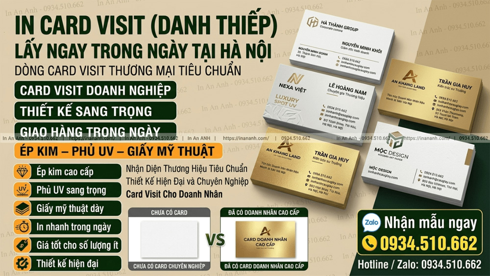 In Card Visit Lấy Ngay Trong Ngày Tại Hà Nội - Nhanh Sau 2 Giờ