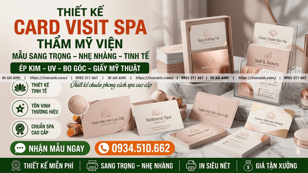 Card Visit Spa, Thẩm Mỹ Viện - Mẫu Sang Trọng, Nhẹ Nhàng, Tinh Tế