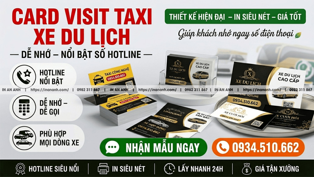 Card Visit Taxi, Xe Du Lịch - Dễ Nhớ, Nổi Bật Số Hotline