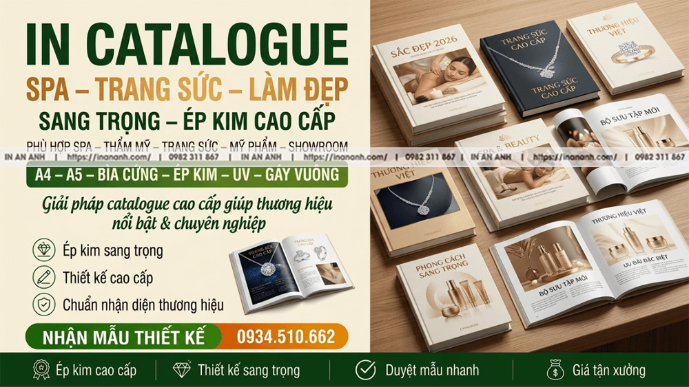 In Catalogue Spa, Trang Sức, Làm Đẹp - Sang Trọng, Ép Kim Cao Cấp