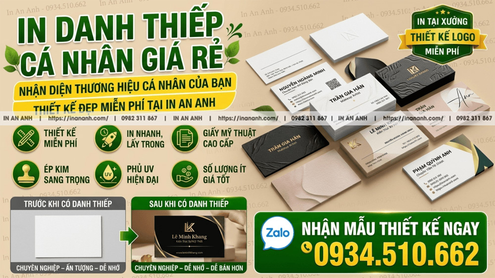 In Danh Thiếp Cá Nhân Giá Rẻ - Miễn Phí Thiết Kế Mẫu Đẹp