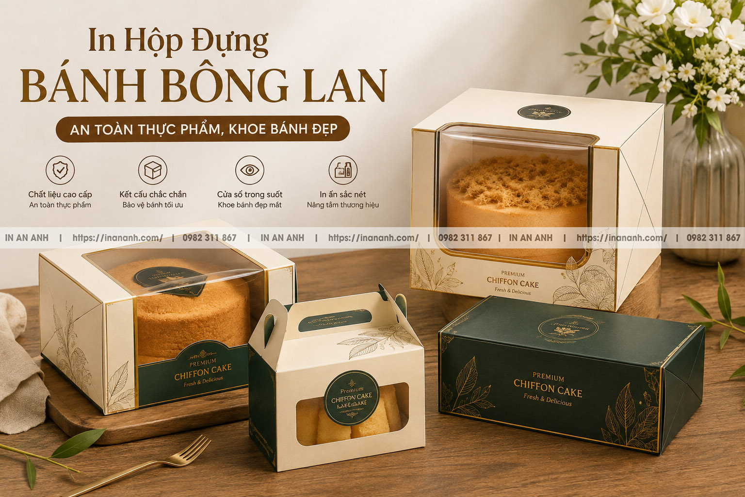 In hộp đựng bánh bông lan