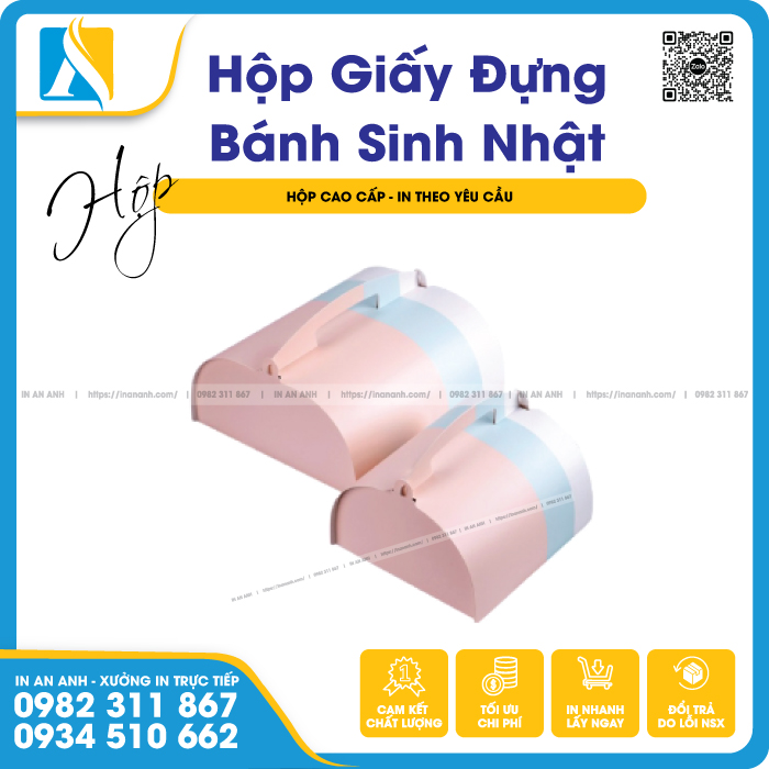 Hộp đựng bánh sinh nhật có kích thước đa dạng 