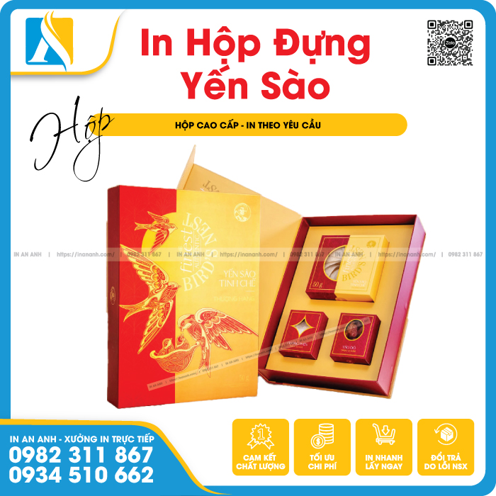 Mẫu hộp đựng yến sào thiết kế sang trọng, in họa tiết tinh xảo