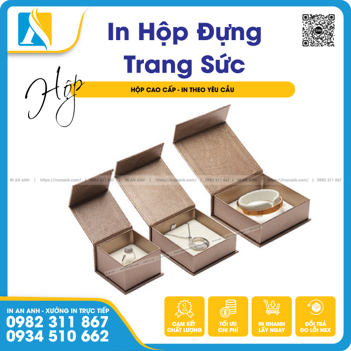 In hộp carton dạng nắp bật, phù hợp đựng trang sức